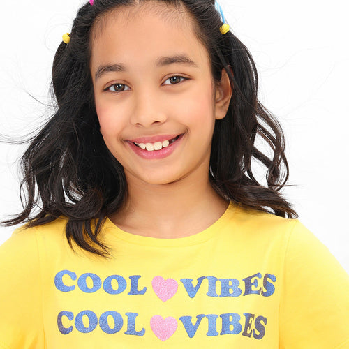Cool Vibes Yellow Girls Tshirt