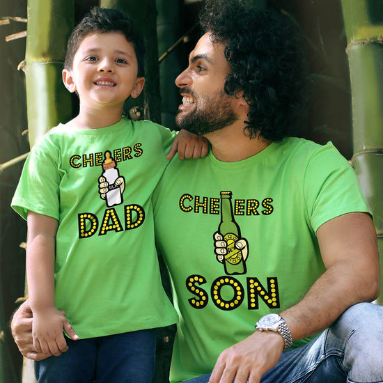 Bright Green Cheers Dad/ Son Father-Son Tees