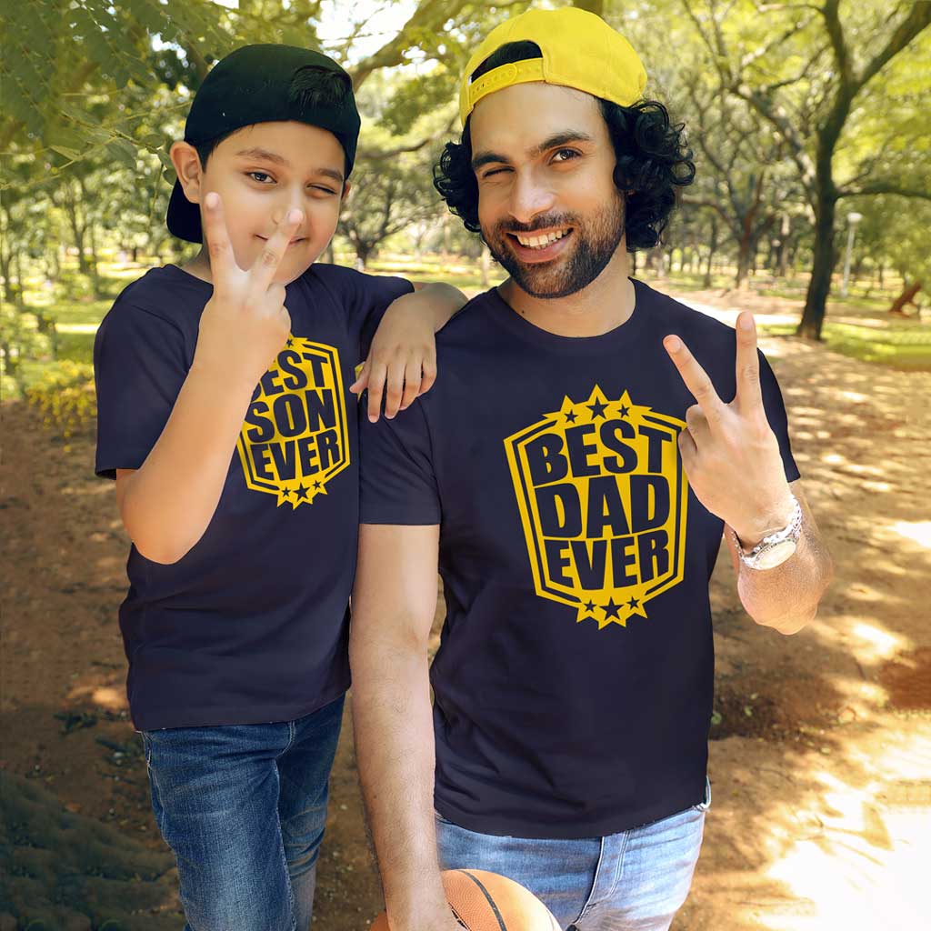 Gifting Dad with 'Best Dad Ever' t-shirt on Father's Day (BonOrganik)