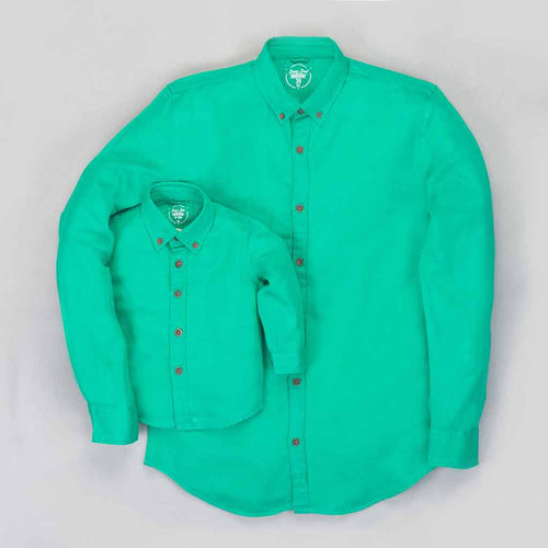 Father Son Button down Collar full sleeve Green shirt