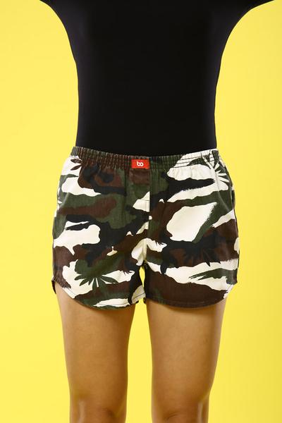 Camouflage Print Cotton Boxers For Women