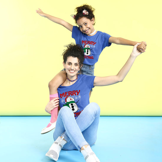 Merry Christmas Snowman, Mom And Daughter Tees