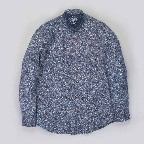 Father/Son Printed denim mandarin collar shirt