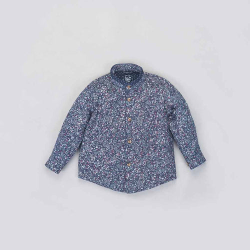 Father/Son Printed denim mandarin collar shirt