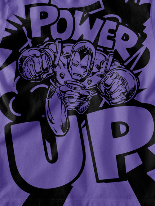 Power Up Iron Man Lavender Yellow Boys Tshirt