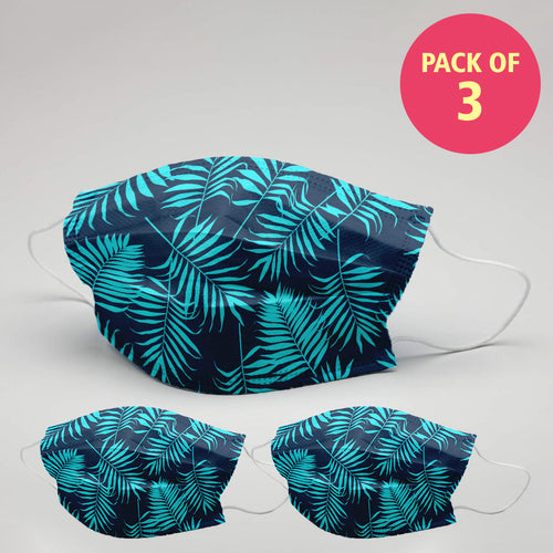 Men Tropical Leaves Printed Proctective Masks( Set Of 3)