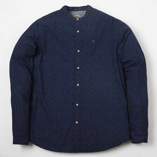 Floral Print Mandarin Collar Shirt For Men