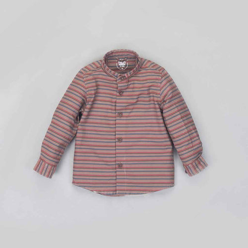 Brown Stripes Mandarin collar Father & Son Matching shirt