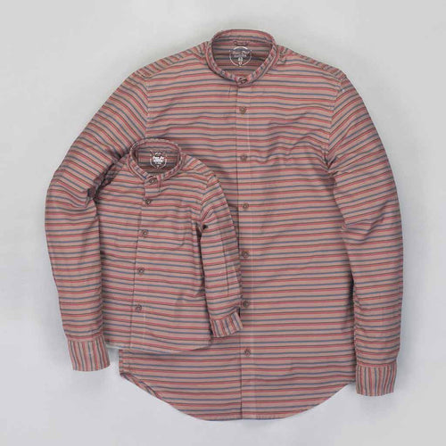 Brown Stripes Mandarin collar Father & Son Matching shirt