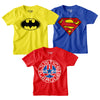 Pack Of 3- Batman Yellow Justice League Superman Boys Combo Pack