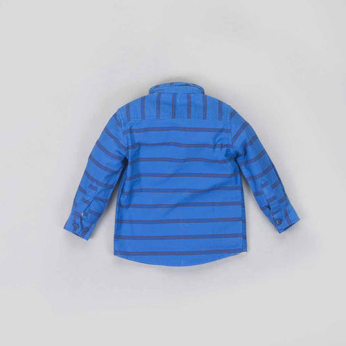 Father Son Royal Blue Stripes mandarin collar shirt