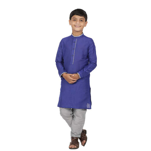 Royal blue kurta & pyjama set for father-son