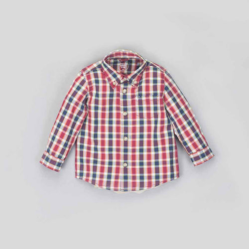 Red Blue Gingham Button Down Father-Son Shirts