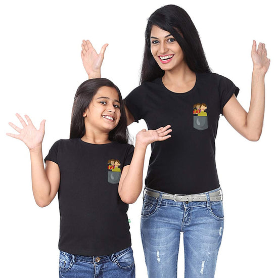 Printed Pocket Tees For Mom Daughter