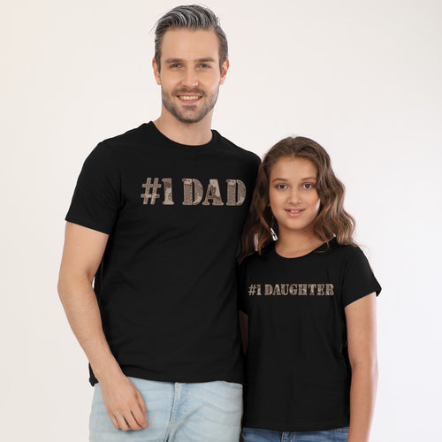 #1 Dad And Daughter Matching Tshirt