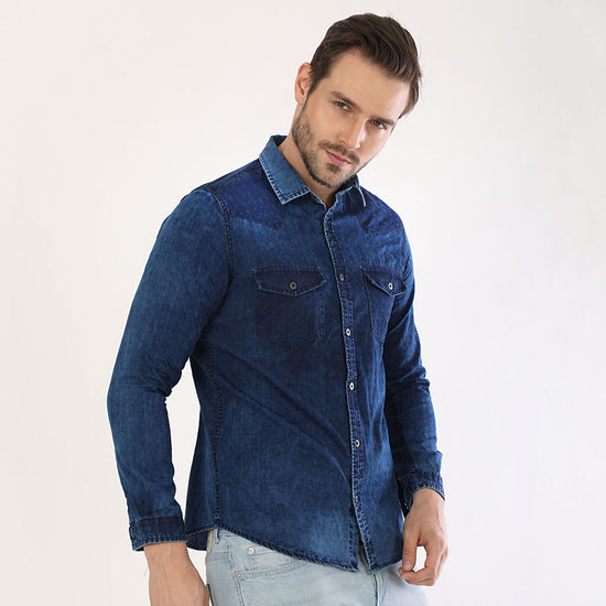 Indigo Washed Denim Shirts For Men