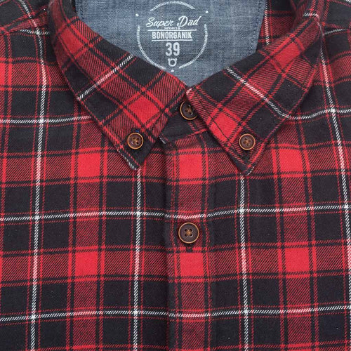 Scottish checks flannel full sleeve shirts for father son