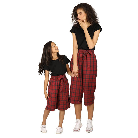 Red culottes with tee for mom & daughter
