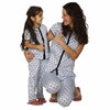 Bow Print Half Sleeve  Cotton Sleepwear Set For Mom & Daughter