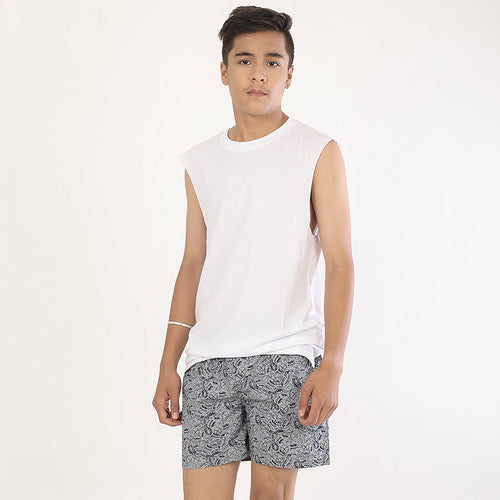 Grey Abstract Print Boxers For Boy