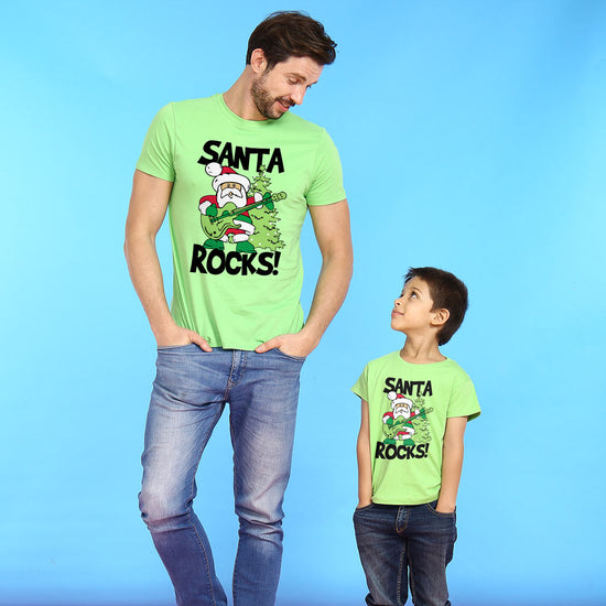 Santa Rocks, Dad And Son Tees