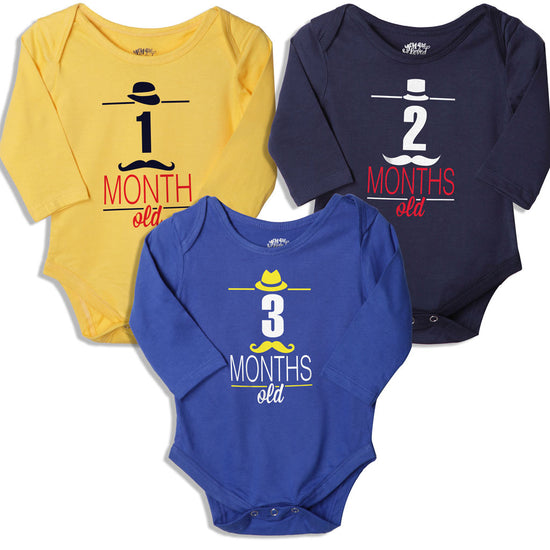 My First Three Months, Set Of 3 Assorted Bodysuits For The Baby
