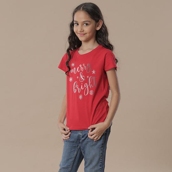 Festive Merry  and bright, Dad and daughter  tees for Daughter