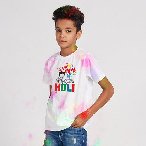 Lets Play Holi Family Tees for son