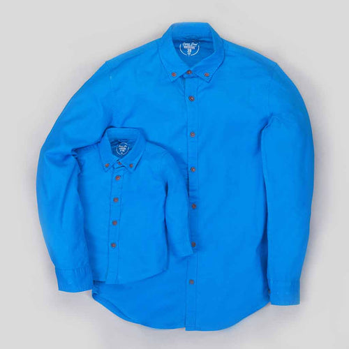 Father Son Button down Collar full sleeve blue shirt