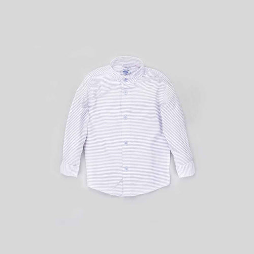 Mandarin Collar purple stripes white shirt for father son