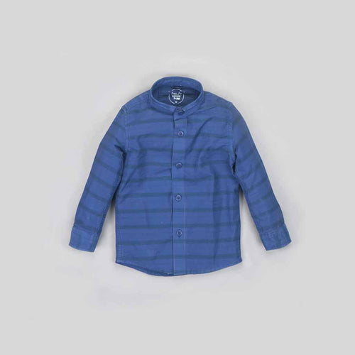 Navy Blue Stripes Mandarin Matching Dad & Son Shirt