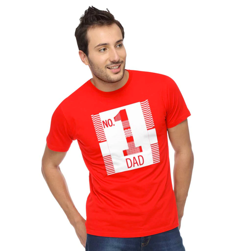 Red No.1 Dad, Daughter and Son Tee