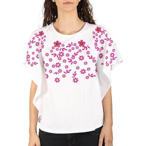 Flower White Kimono sleeve printed knitted top for mom daughter