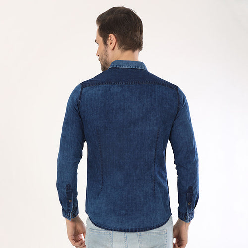 Indigo Washed Denim Shirts For Men