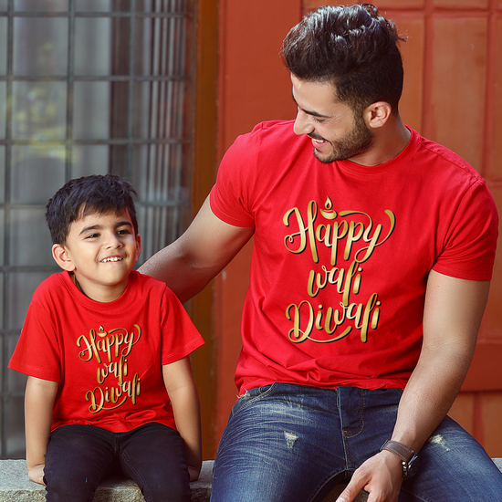 Happy Wali Diwali , Matching Tees For Dad And Son