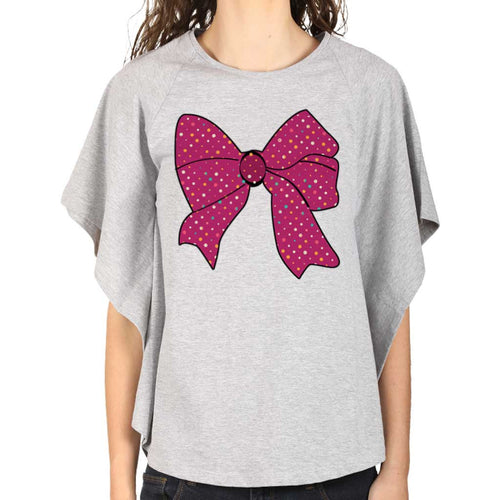 Bow Tie Gray Kimono Sleeve Printed Top For Mom Daughter