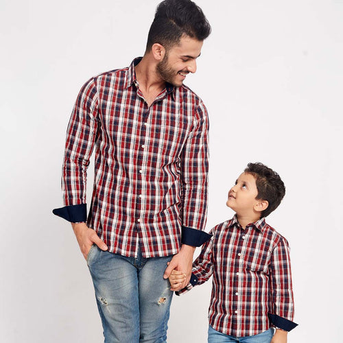 Red And Chequered, Matching Shirts For Dad And Son