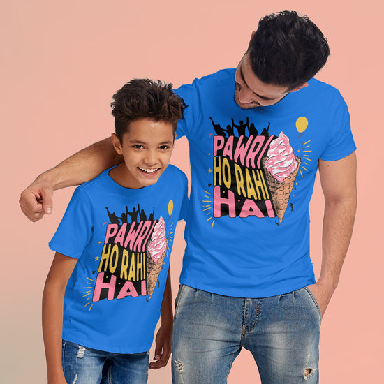 Pawri Ho Rahi Hai Dad and Son Matching Tees