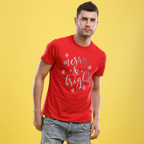 Festive Merry And Bright, Single Tee For Men
