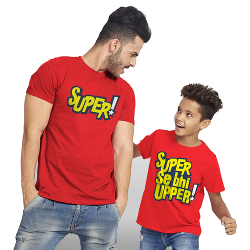 Super! Se Bhi Upper Dad and Son Matching Tees