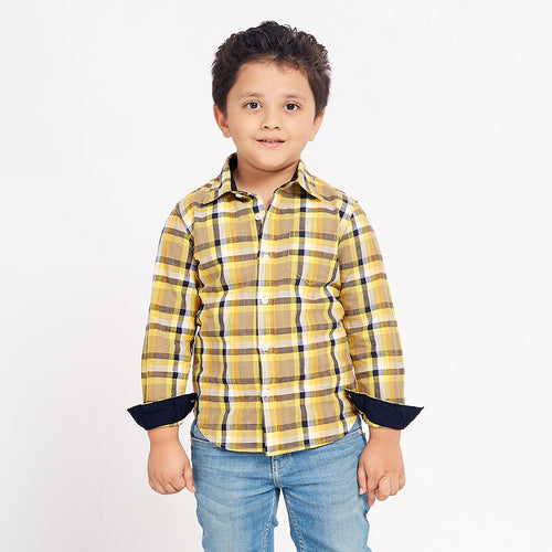 Yellow And Chequered, Matching Shirts For Dad And Son