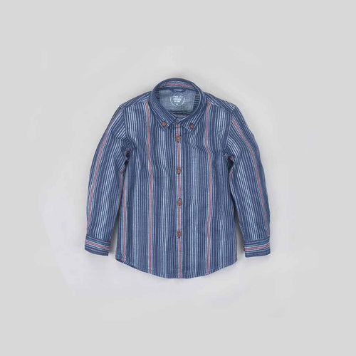 Father Son Coloured stripes washed denim full sleeve shirt