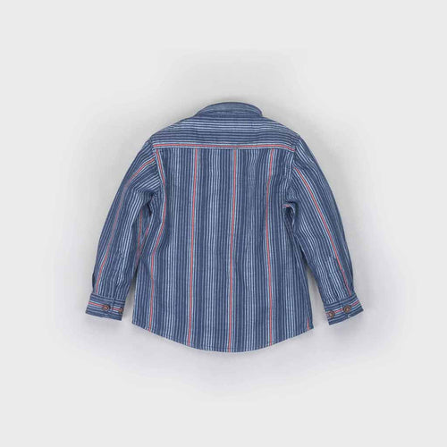 Father Son Coloured stripes washed denim full sleeve shirt