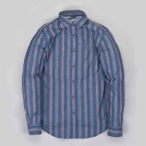 Father Son Coloured stripes washed denim full sleeve shirt