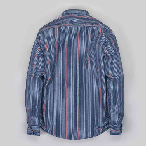 Father Son Coloured stripes washed denim full sleeve shirt