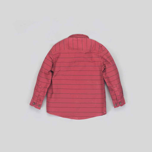 Father Son Maroon stripes mandarin collar shirt