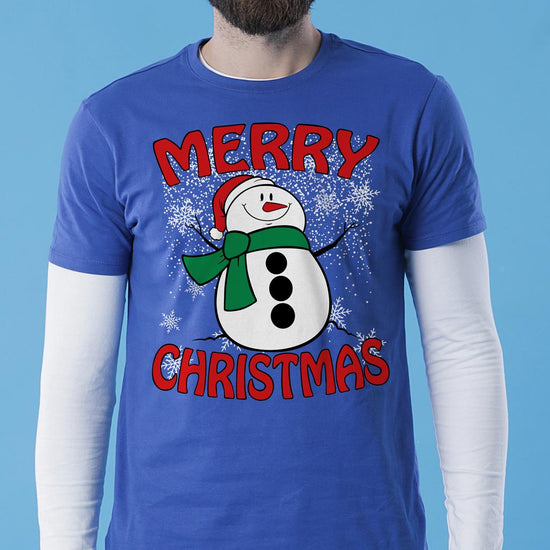 Merry Christmas, Snow Man Single Men Tees