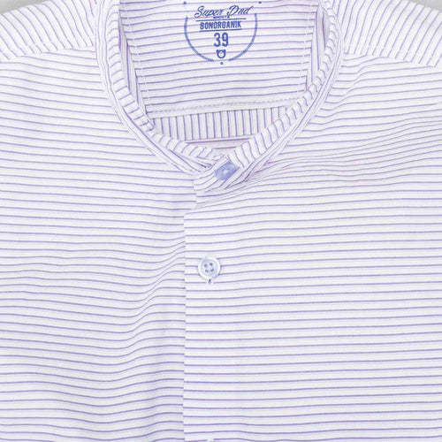 Purple Beige stripes white Mandarin Dad & Son Shirt