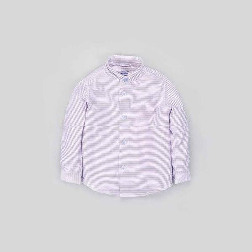 Purple/Beige stripes white Mandarin Collar Shirt for father son