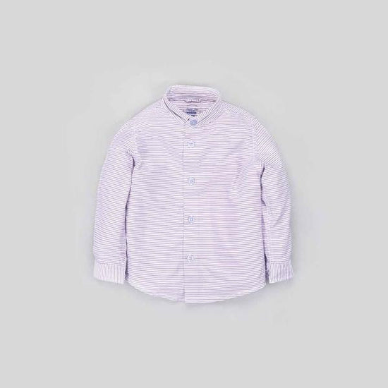 Purple/Beige stripes white Mandarin Collar Shirt for father son